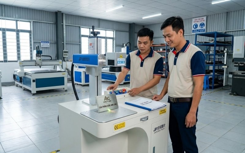 chuyen-giao-he-thong-may-khac-laser-tren-inox-tan-xuong-cho-khach-hang-boi-golden-micron Máy khắc laser UV khắc lạnh cho nhựa, thủy tinh, gốm sứ